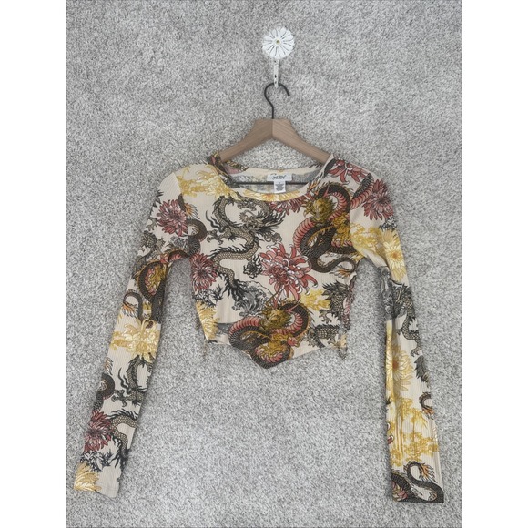 Just Polly Small Dragon style Long Sleeve Cropped Shirt - Picture 1 of 7